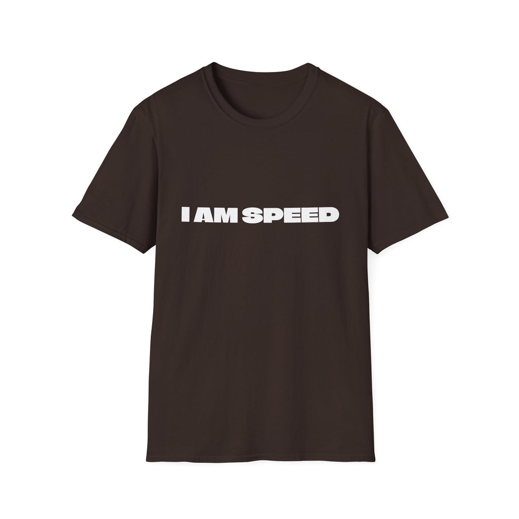 I AM SPEED T-Shirt — Bold White Statement Tee for Car & Racing Fans