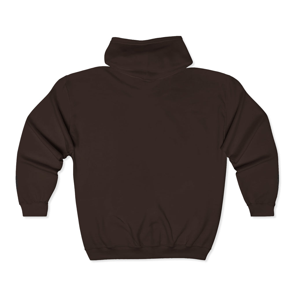 Lock & Key Minimal Zip Hoodie — Small Chest Graphic