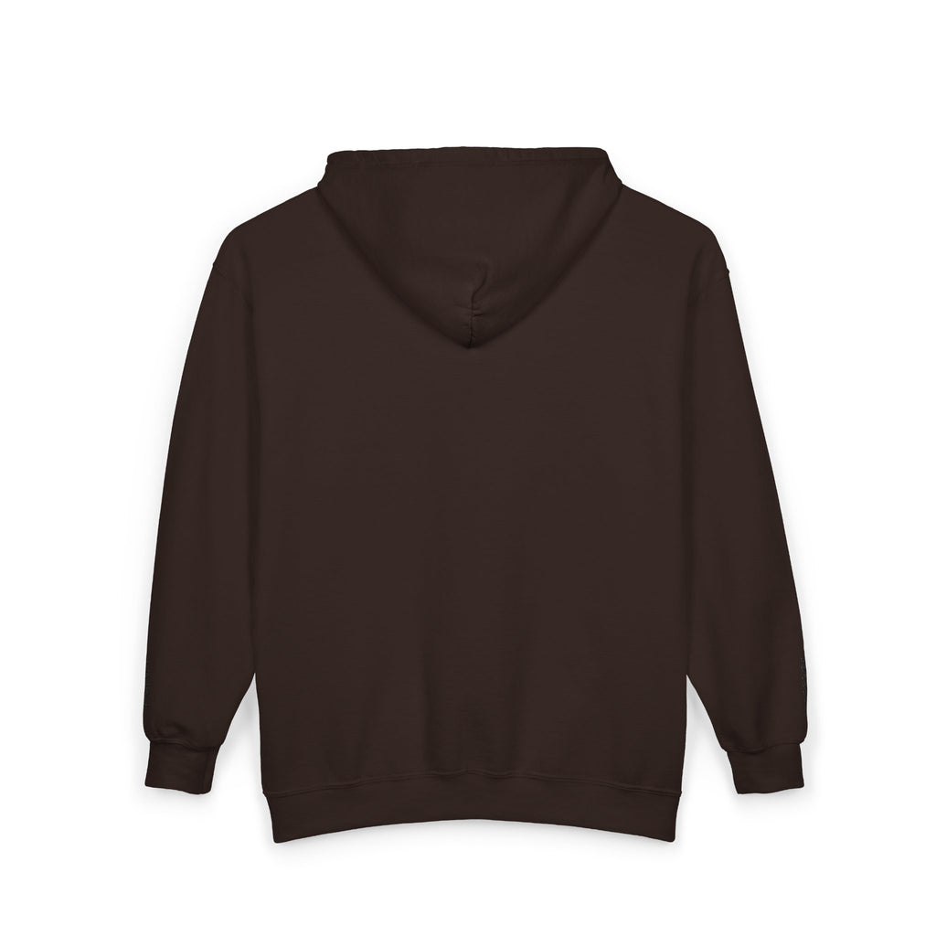 Lock & Key Minimal Zip Hoodie — Small Chest Graphic