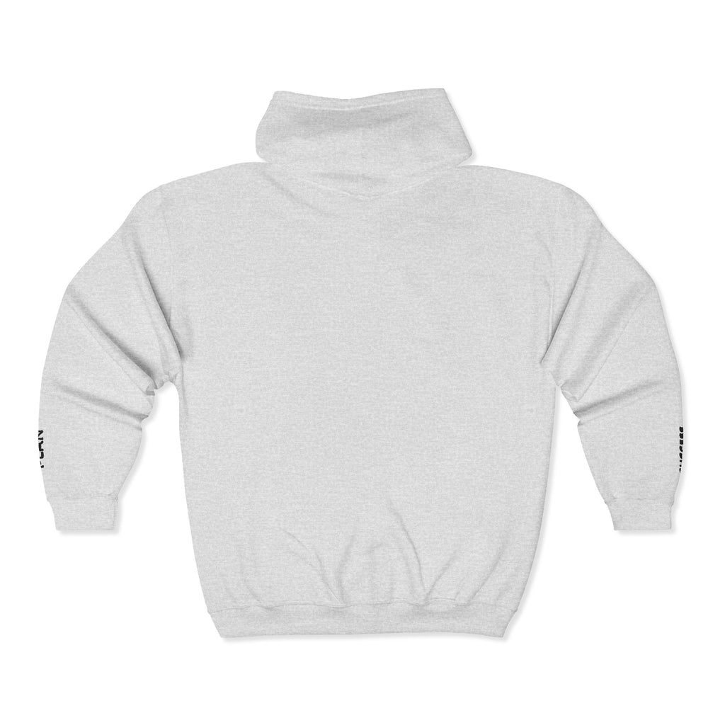 Lock & Key Minimal Zip Hoodie — Small Chest Graphic