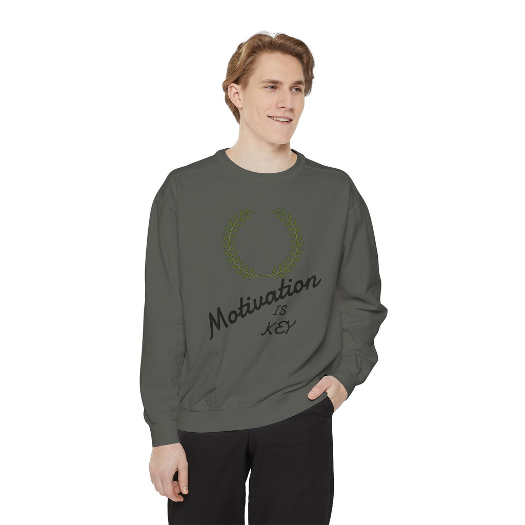 Motivation Is Key Sweatshirt — Inspirational Laurel Crewneck