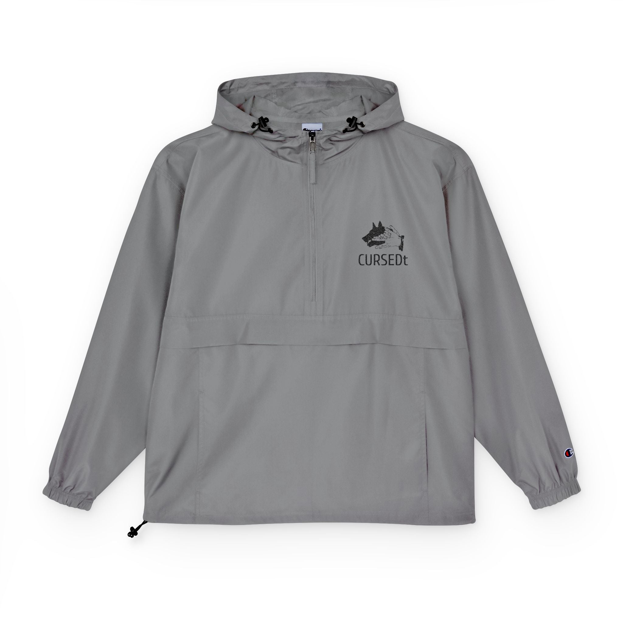 Packable Anorak Jacket — Champion Lightweight Windbreaker with 'CURSED' Logo