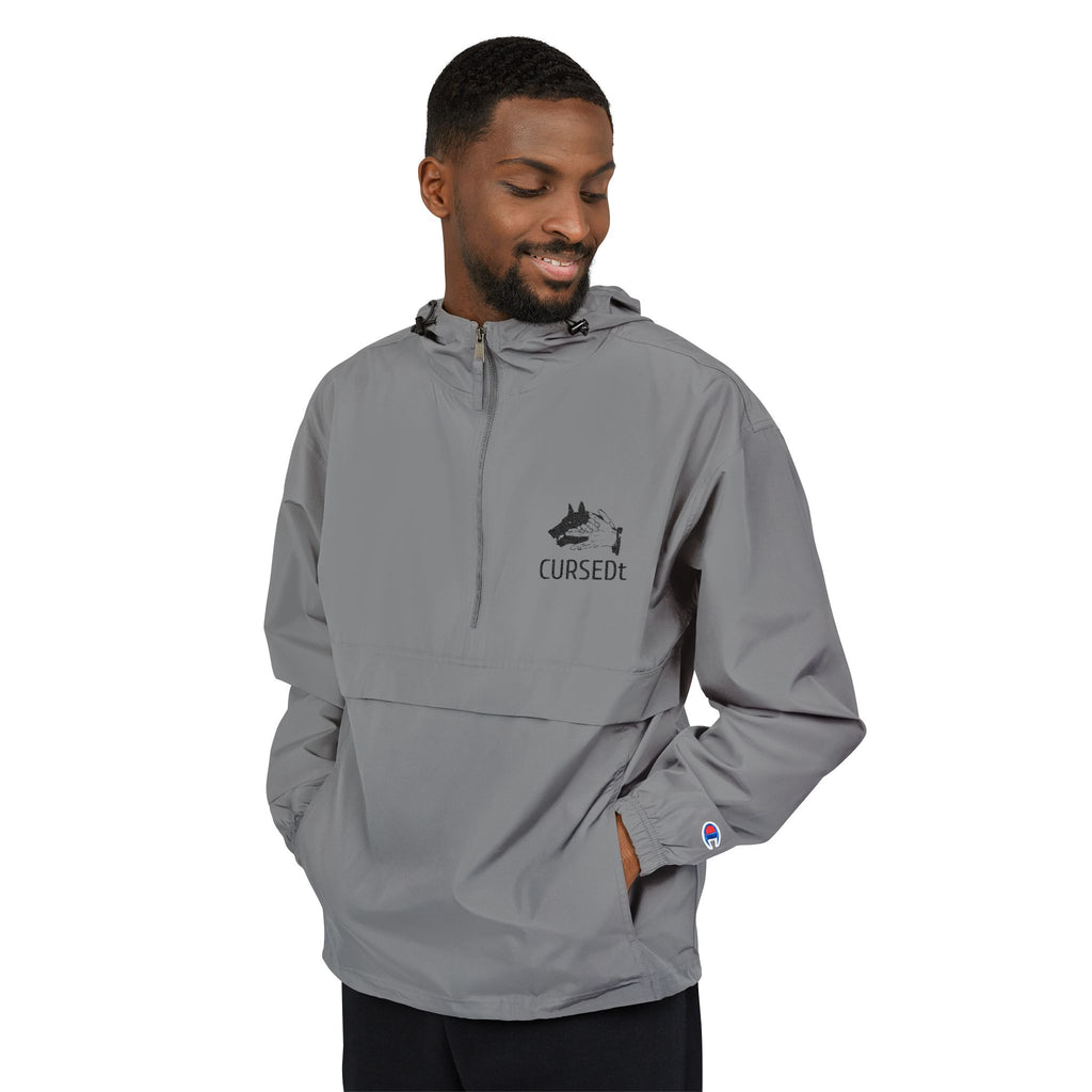 Packable Anorak Jacket — Champion Lightweight Windbreaker with 'CURSED' Logo
