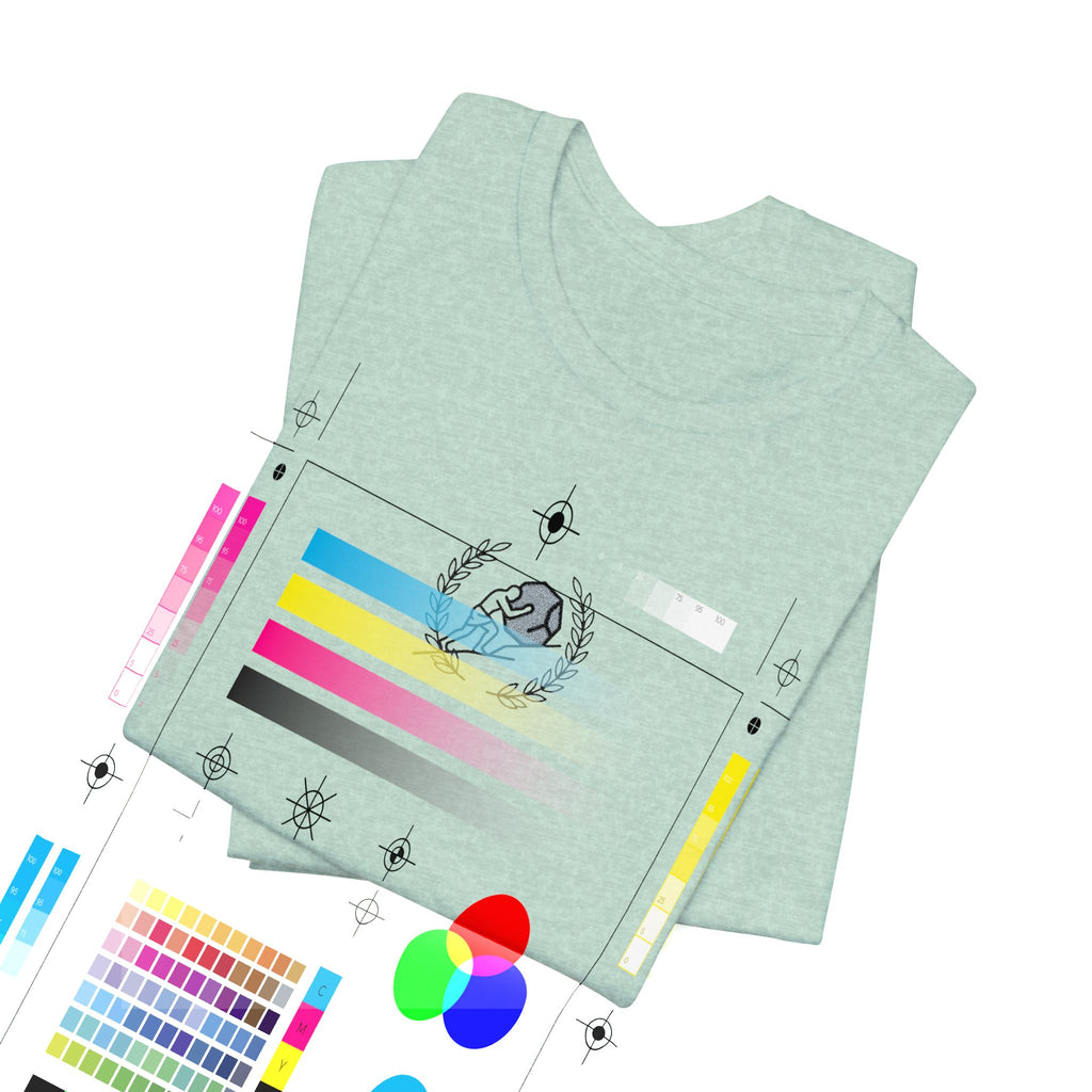 Minimalist Moon & Laurel Chest Tee — Celestial Botanical Graphic Shirt