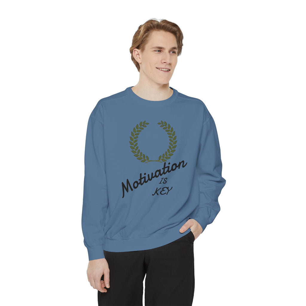 Motivation Is Key Sweatshirt — Inspirational Laurel Crewneck