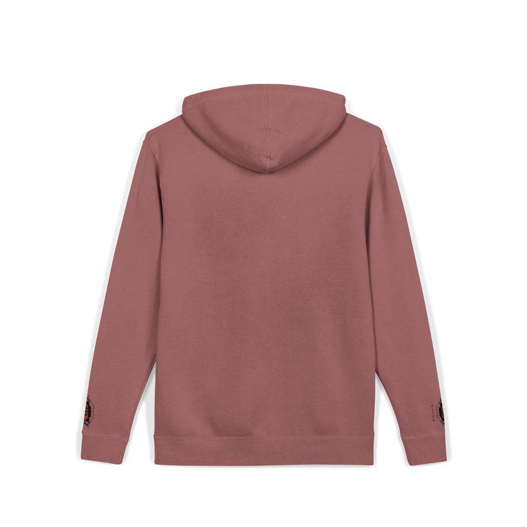 Maroon Pigment Hoodie with a Cursed Design