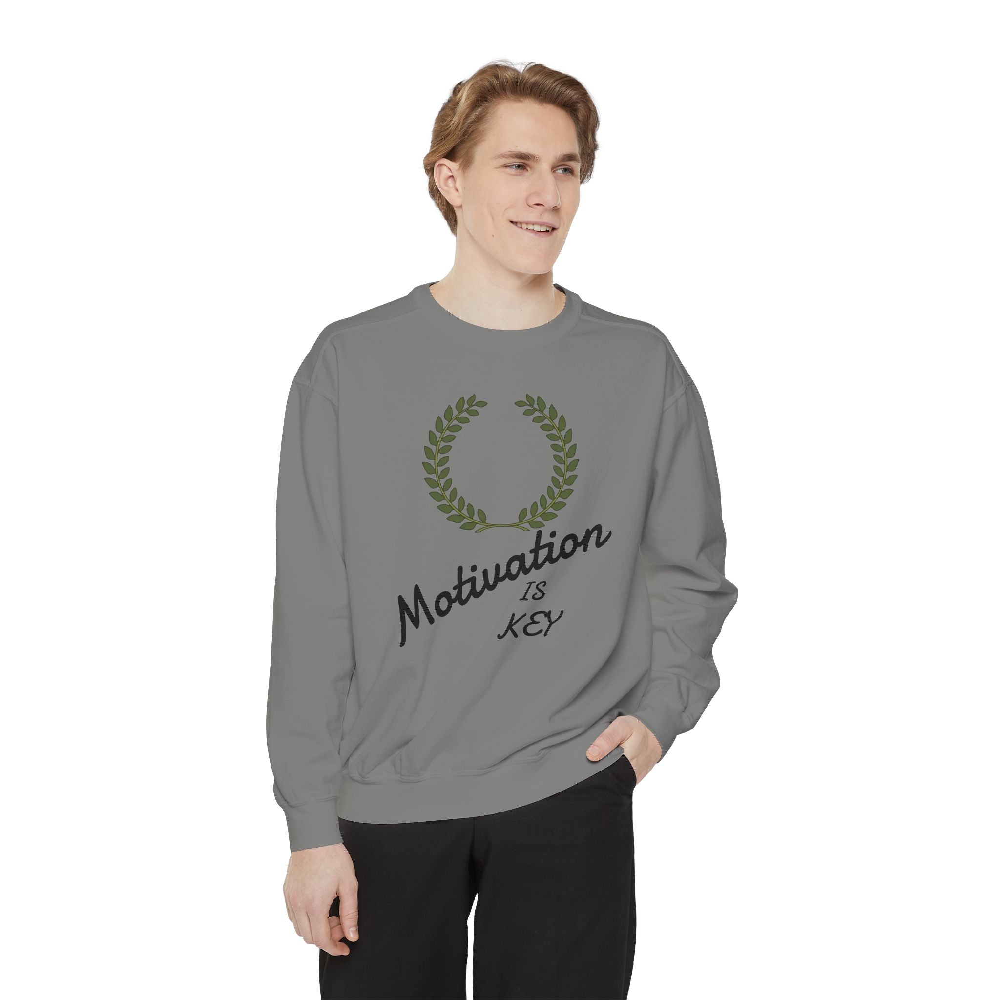 Motivation Is Key Sweatshirt — Inspirational Laurel Crewneck