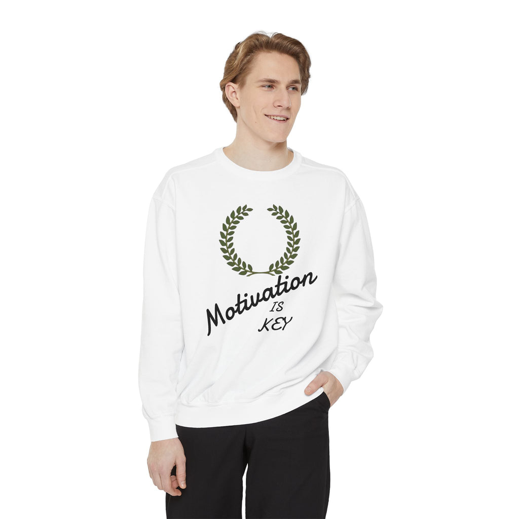 Motivation Is Key Sweatshirt — Inspirational Laurel Crewneck
