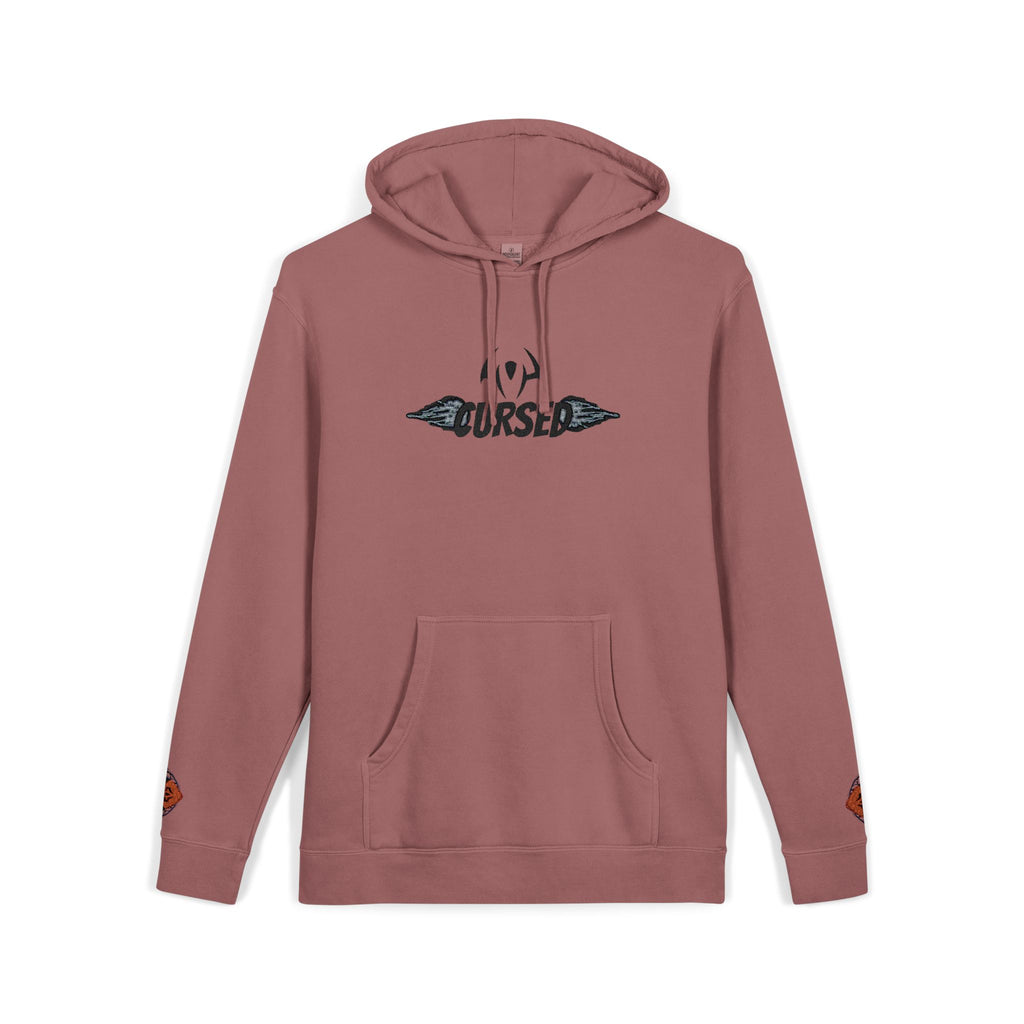 Maroon Pigment Hoodie with a Cursed Design