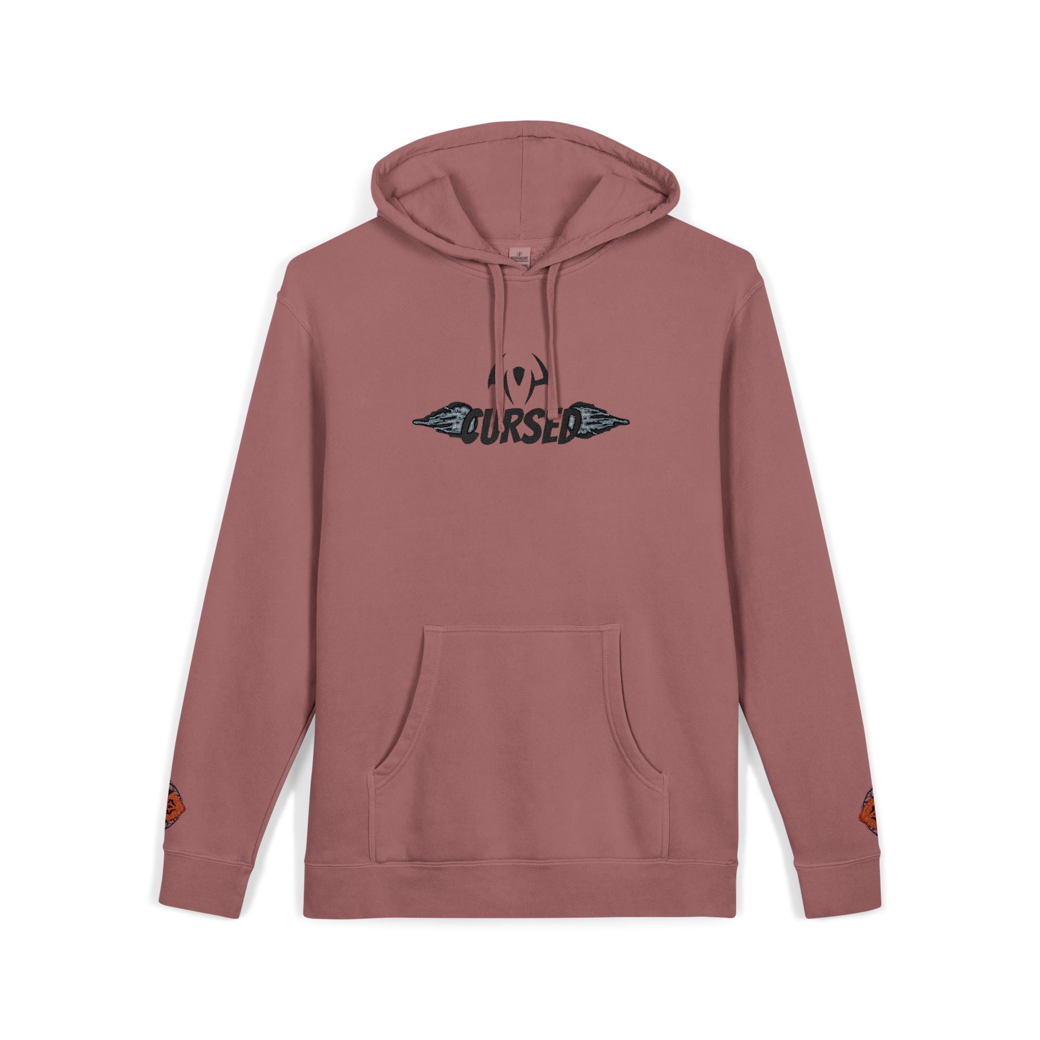 Maroon Pigment Hoodie with a Cursed Design