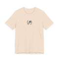 Minimalist Moon & Laurel Chest Tee — Celestial Botanical Graphic Shirt
