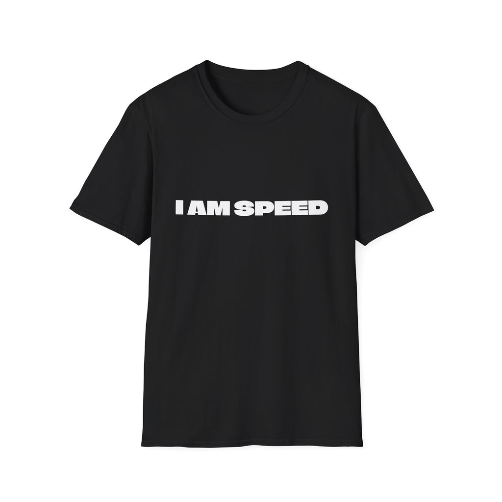 I AM SPEED T-Shirt — Bold White Statement Tee for Car & Racing Fans