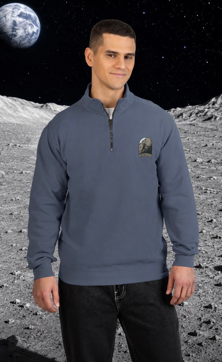 Quarter-Zip Sweatshirt — Vintage Moon & Mountains Logo